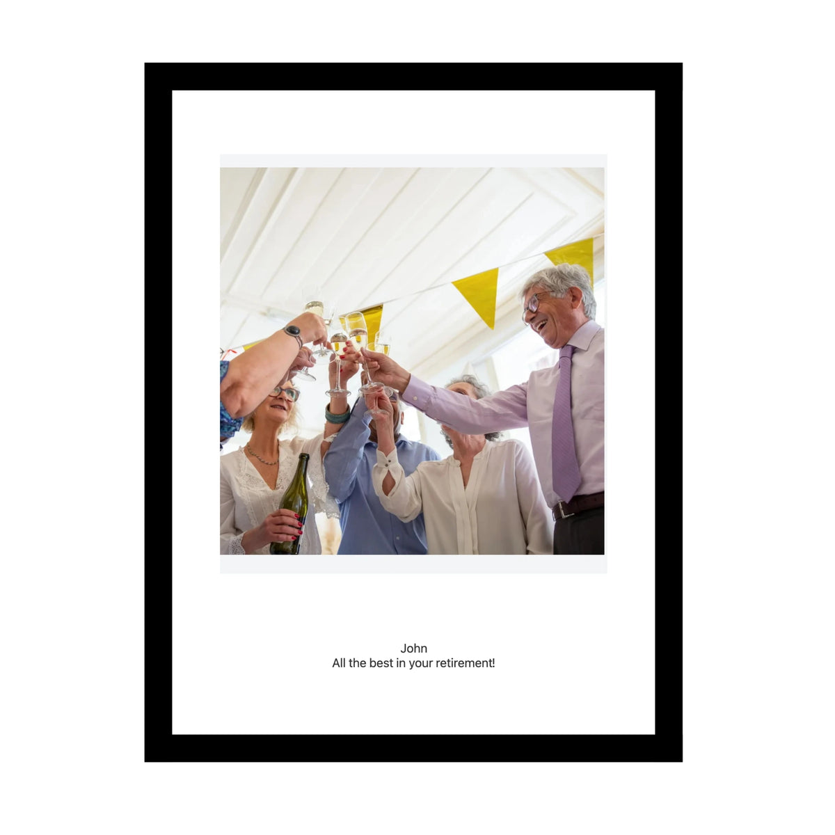 Personalised framed caption photo print — a retirement gift