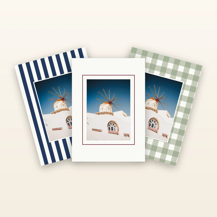 Picture mounts cut to size — a fan of finishes holding a photo