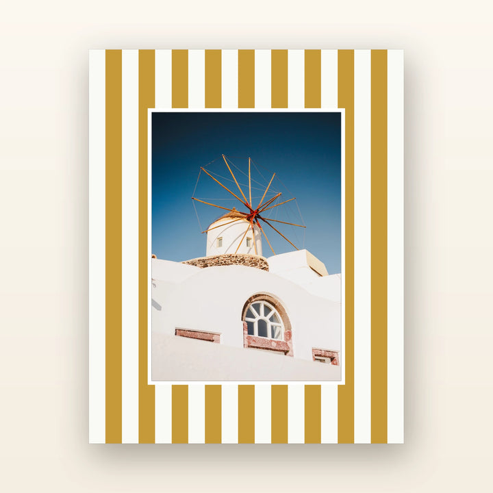 Mustard striped picture mount — acid-free picture mount with an 8x10 board and 5x7 opening