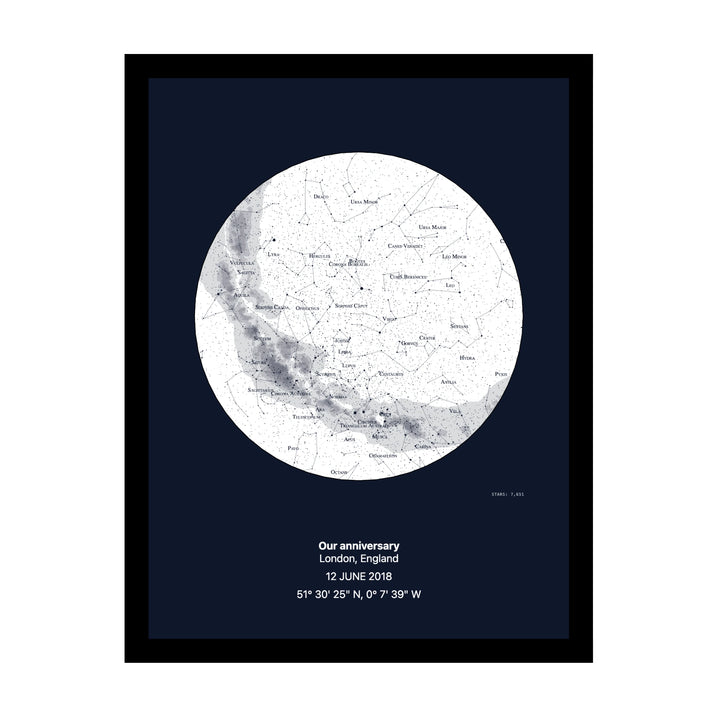 Anniversary star map — personalised framed print