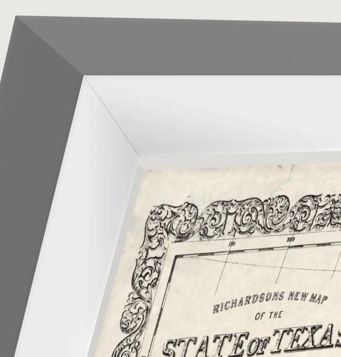 Vintage 1861 Richardson map of the State of Texas, framed reproduction print framed