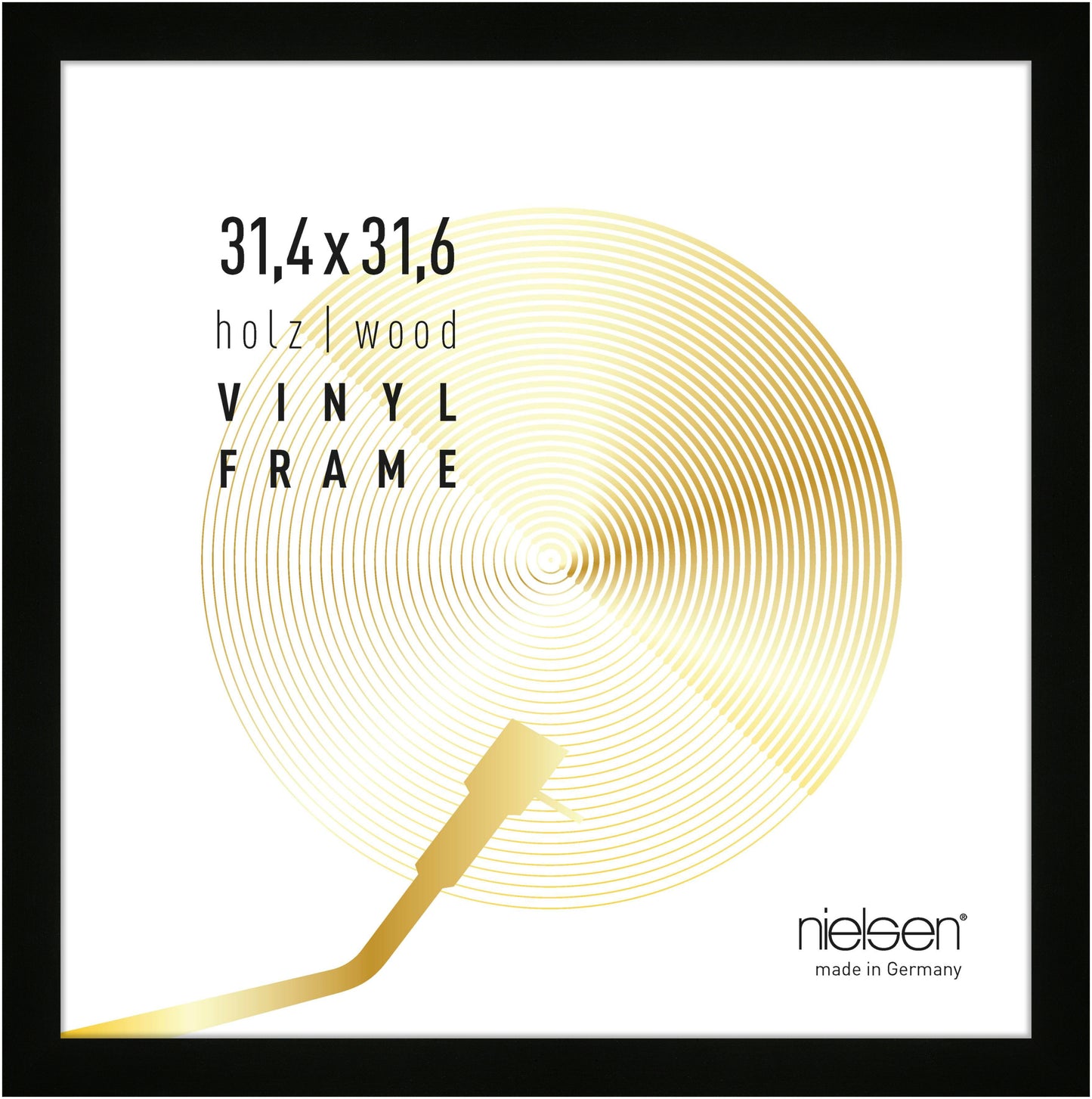 Vinyl record frame in black box profile displaying an LP