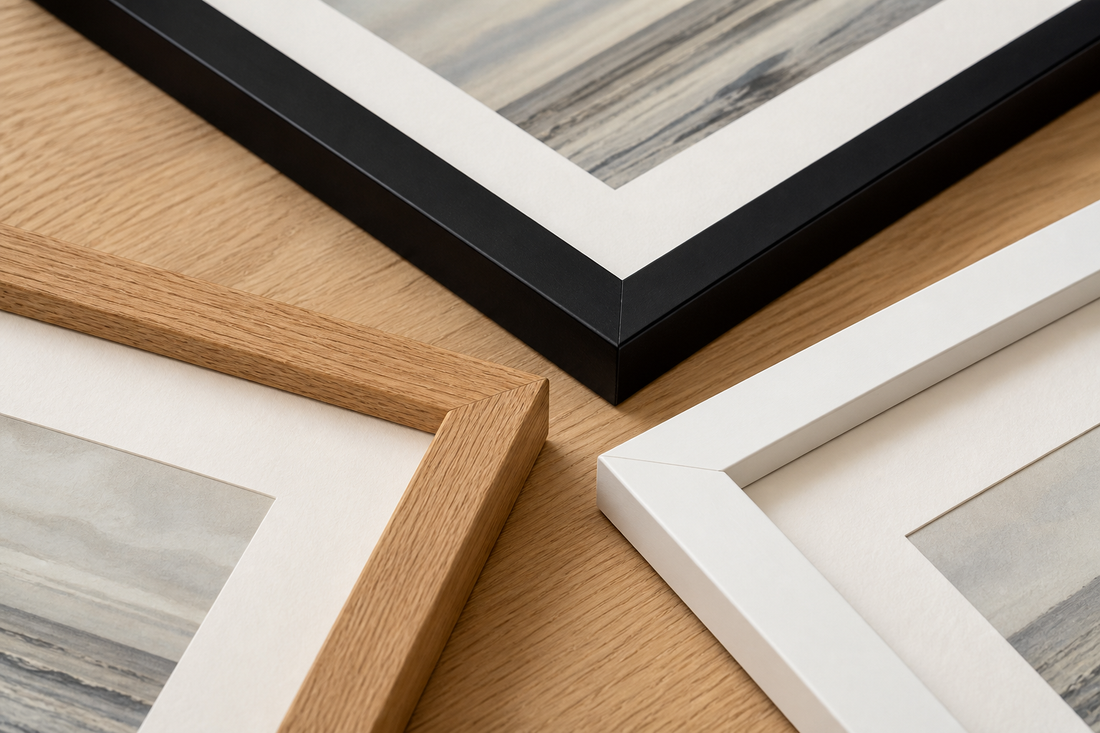 Close-up comparison of well-finished affordable picture frames