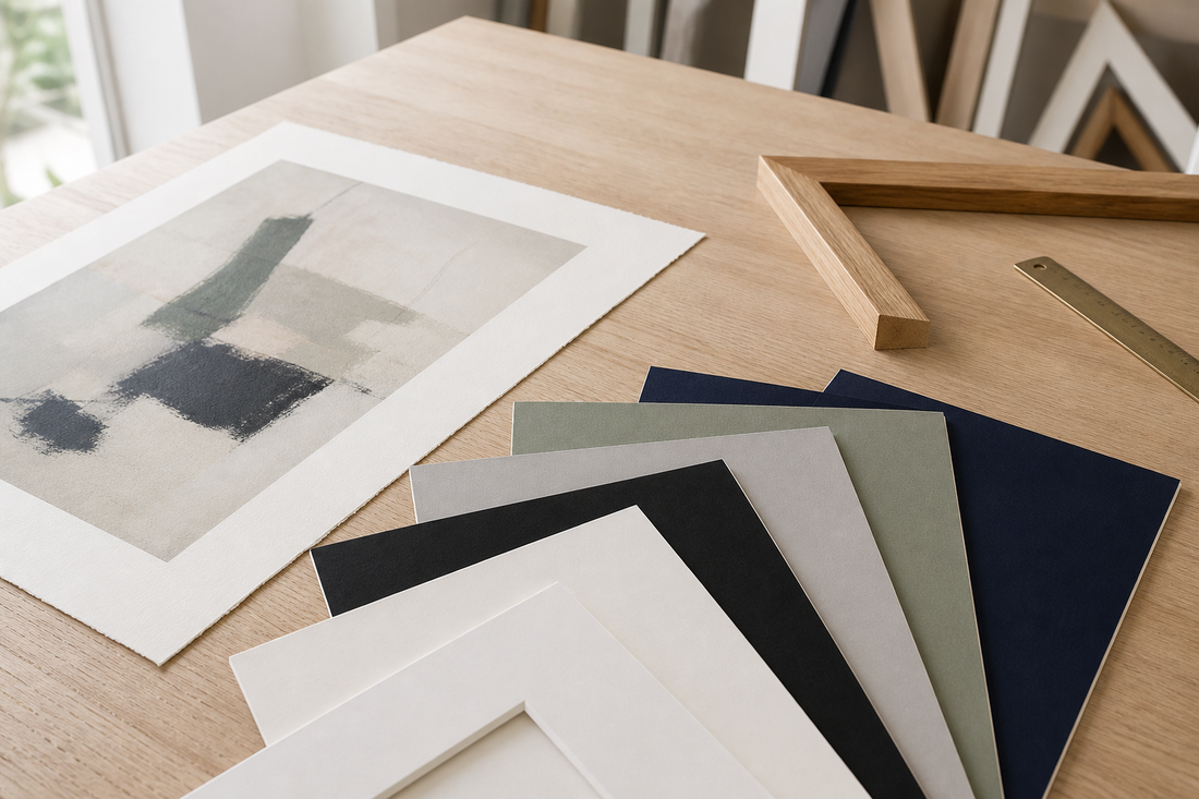 Art print with a selection of coloured picture mount samples