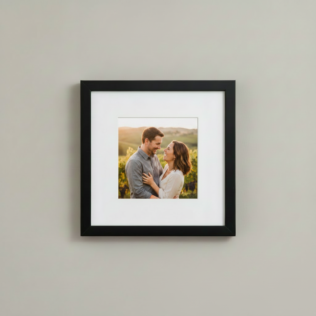 Fifth anniversary photo print in a wood frame