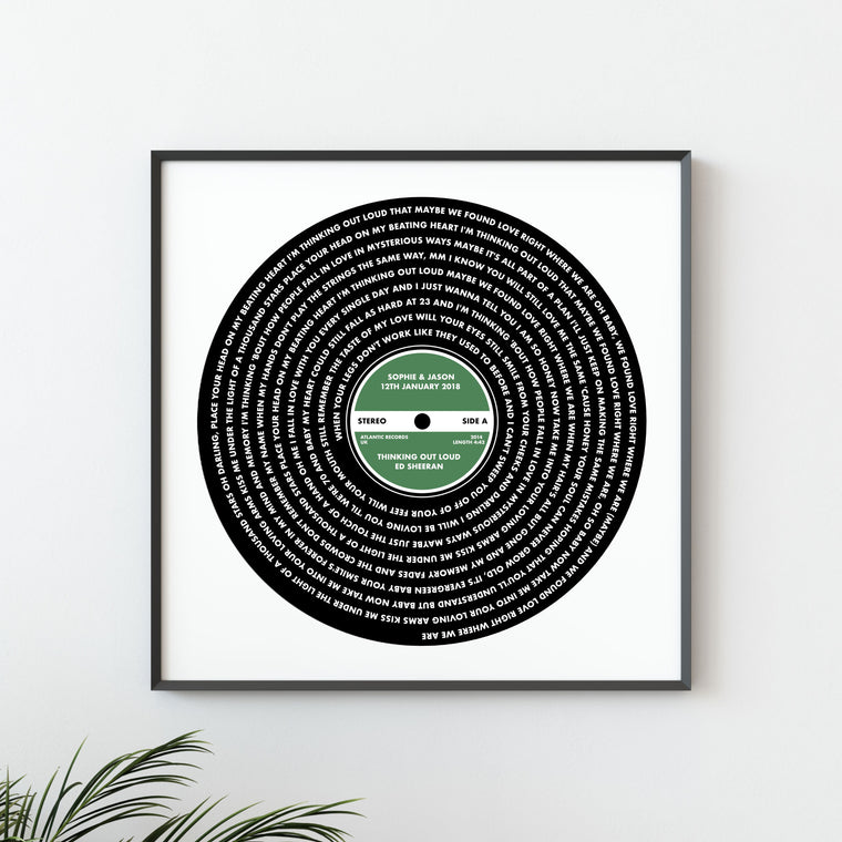 Song lyrics prints
