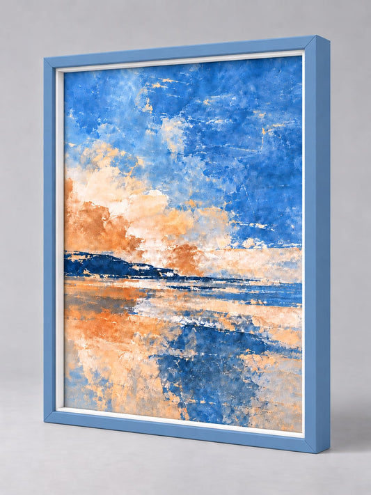 Blue Wood picture frame - whole frame, gallery build with a fillet
