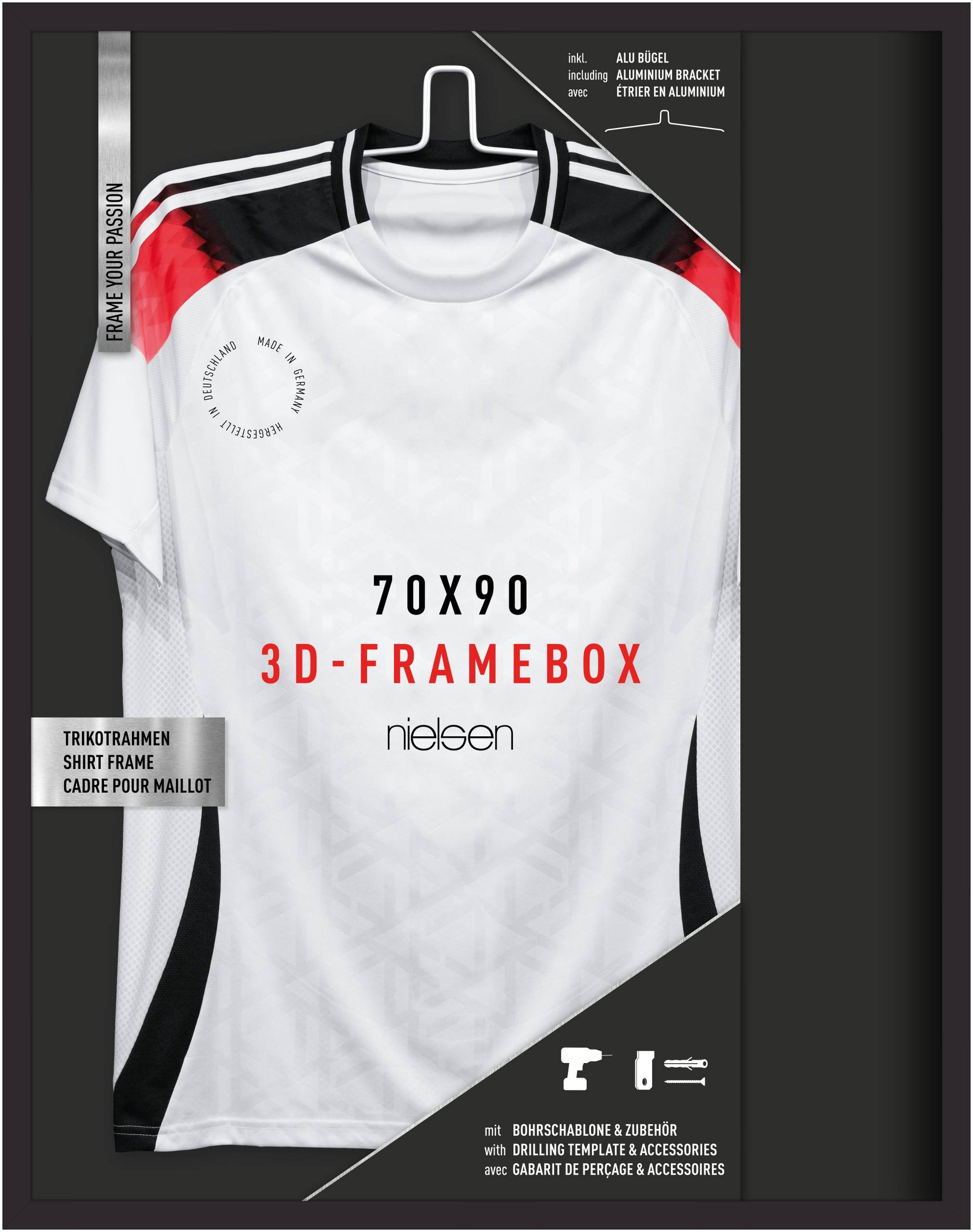 Deep football shirt box frame 70x90cm jet black
