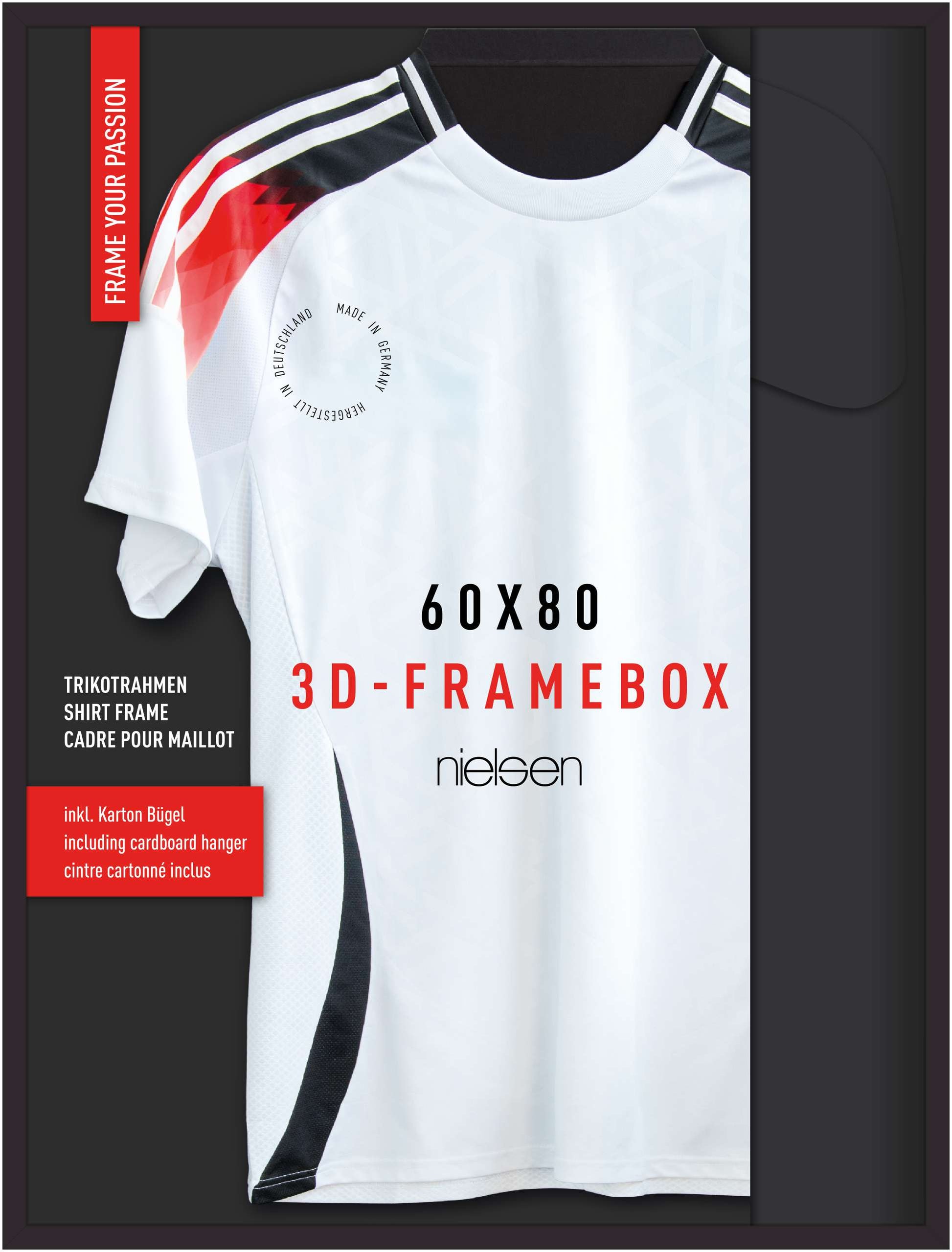 Football shirt display frame 60x80cm jet black