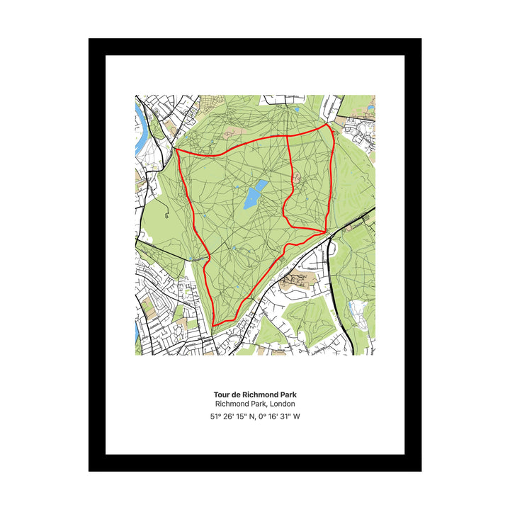 Personalised cycling route map print — a gift for cyclists