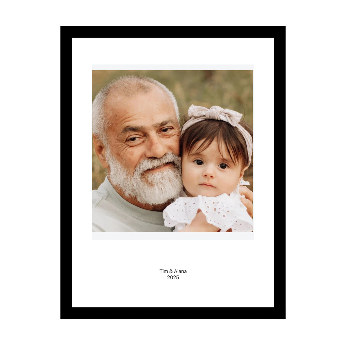 Personalised framed caption photo print — a gift for grandad