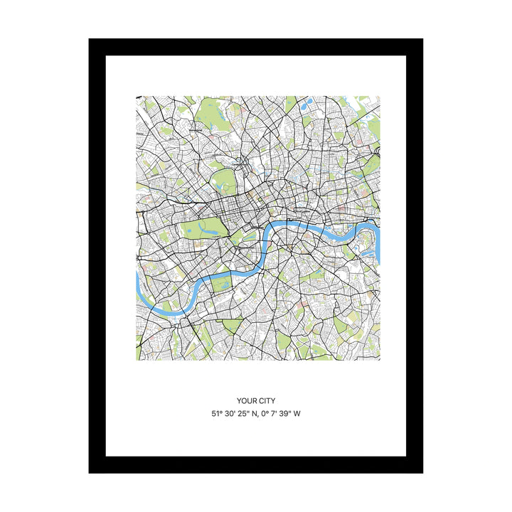 Framed personalised street map print of Your City