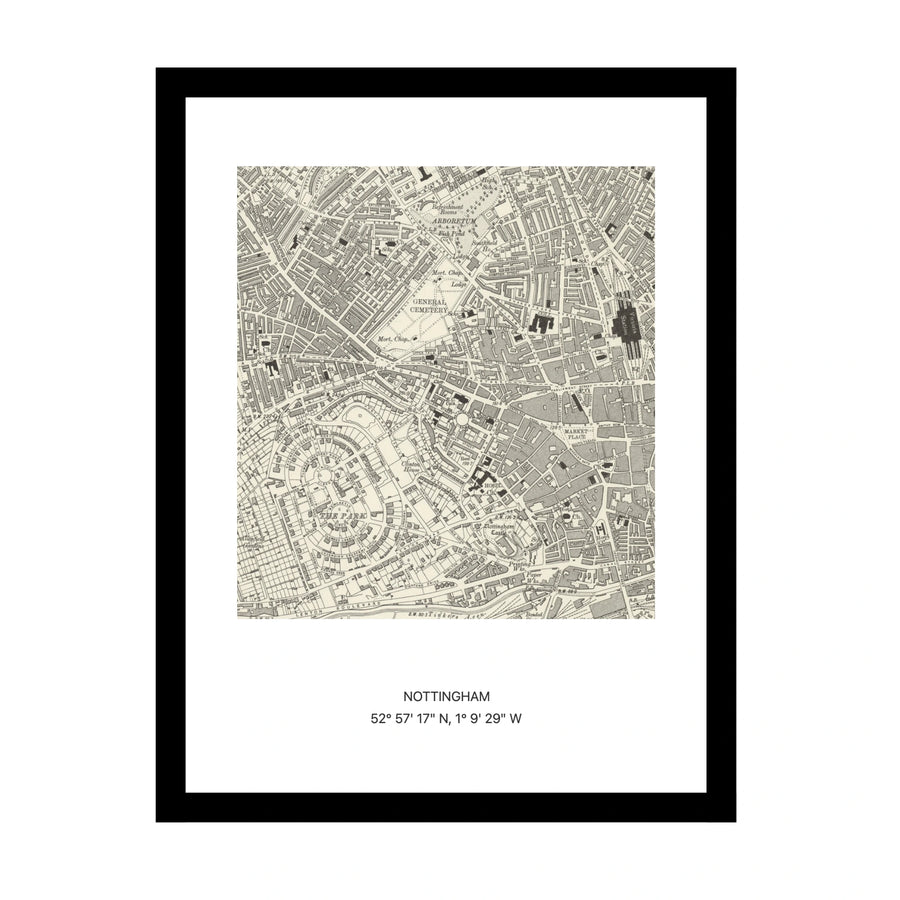 Old OS map of Nottingham