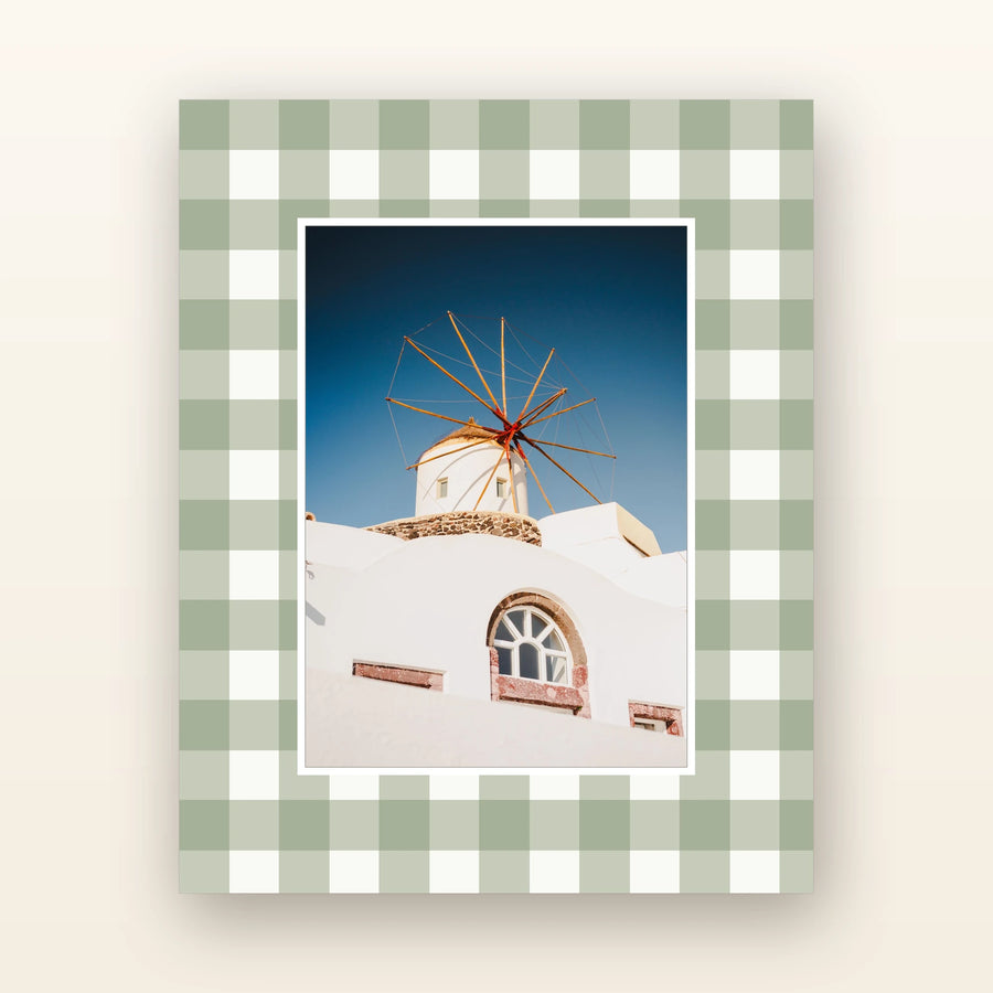 Gingham Picture Mounts — acid-free picture mount with an 8x10 board and 5x7 opening