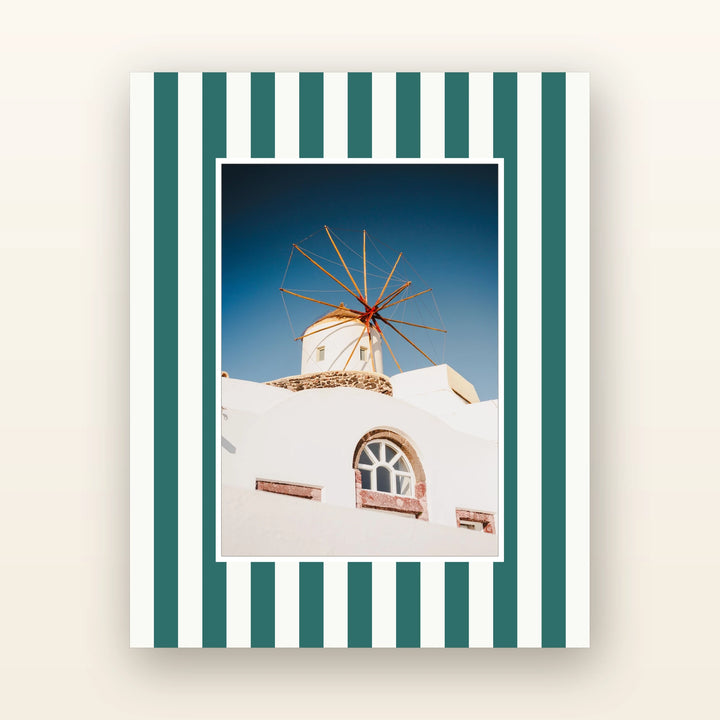 Teal striped picture mount — acid-free picture mount with an 8x10 board and 5x7 opening