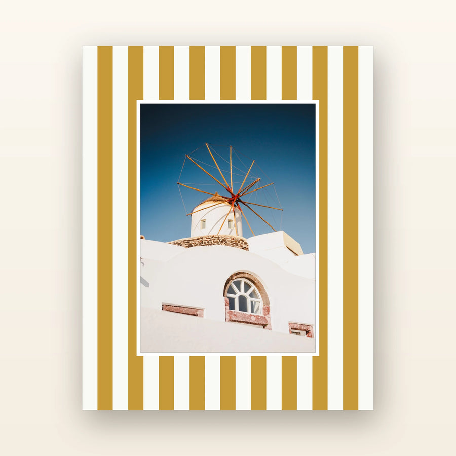 Mustard striped picture mount — acid-free picture mount with an 8x10 board and 5x7 opening