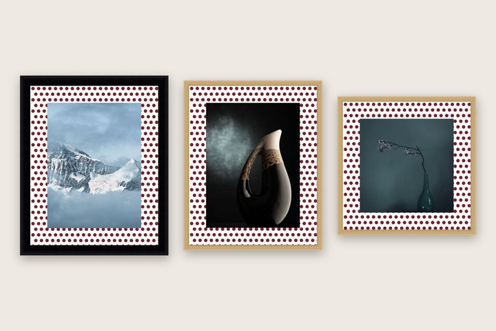 Three framed prints with polka dots premium mount boards cut to size — a-style-polka