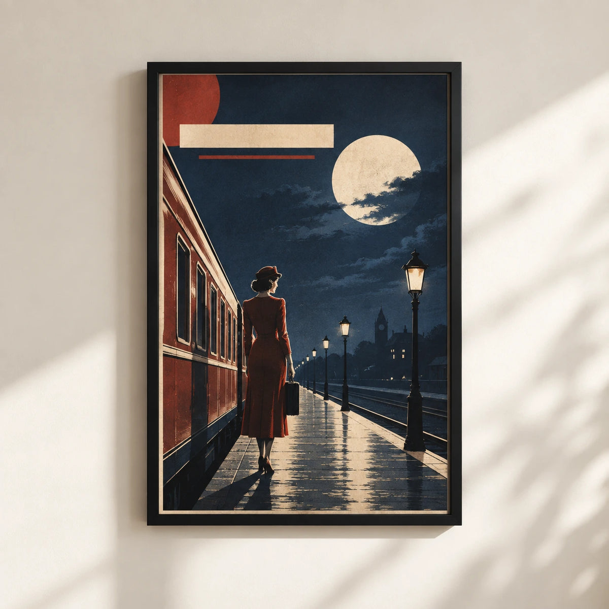 A fictional vintage cinema poster displayed in a tall black picture frame