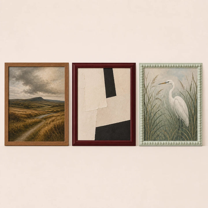 Three 16 by 20 inch frame-only options with varied artwork