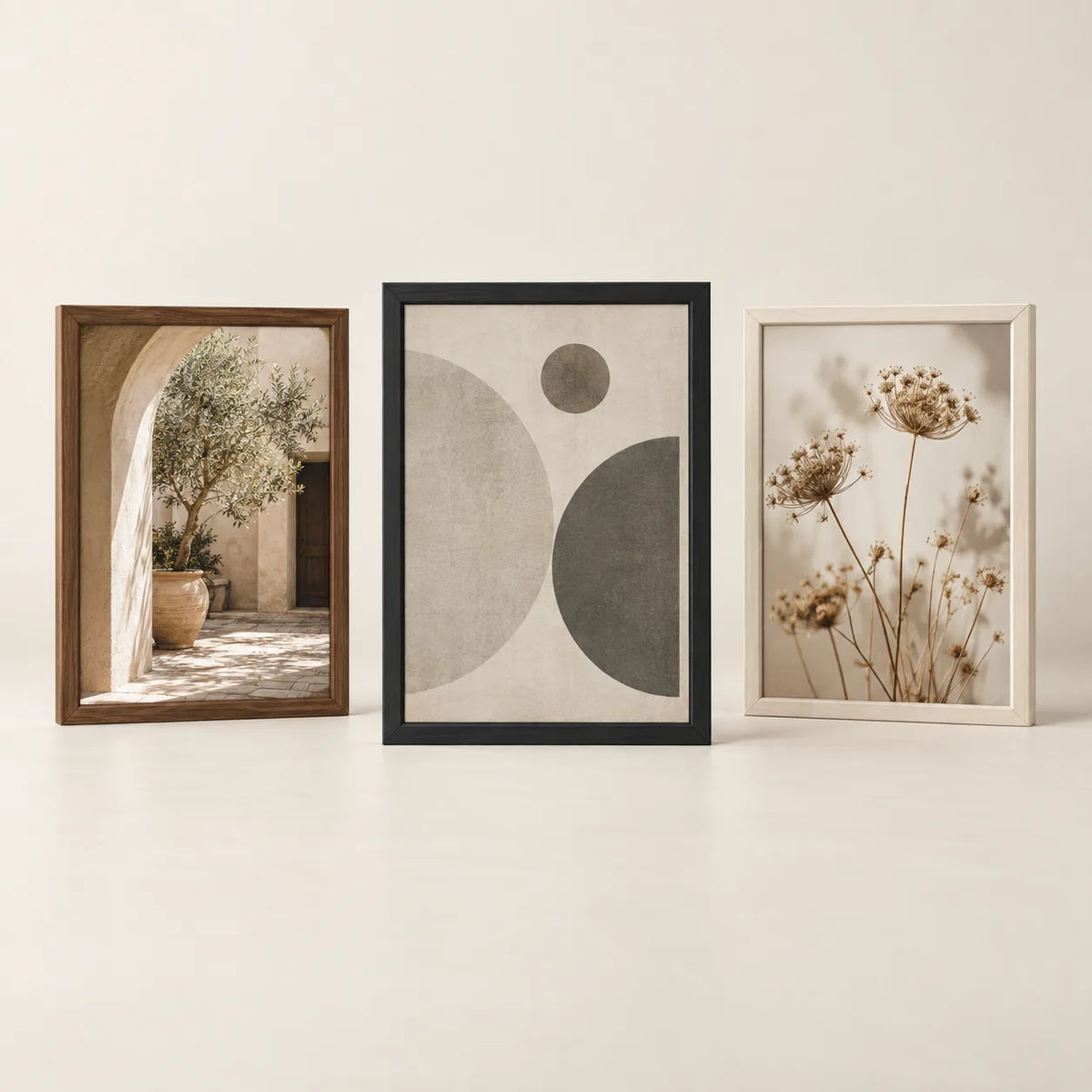Three picture frames illustrating the 18 by 26 inch size