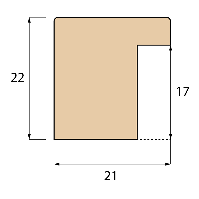 Black Wood (Closed Grain) / 21mm x 22mm profile