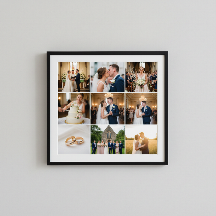 Wedding photo collage print, framed